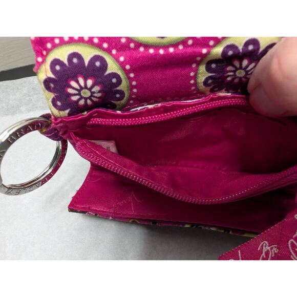 Vera Bradley Wallet/ ID Case VERY BERRY PAISLEY -with Silver Key Ring Quilted - Picture 6 of 6